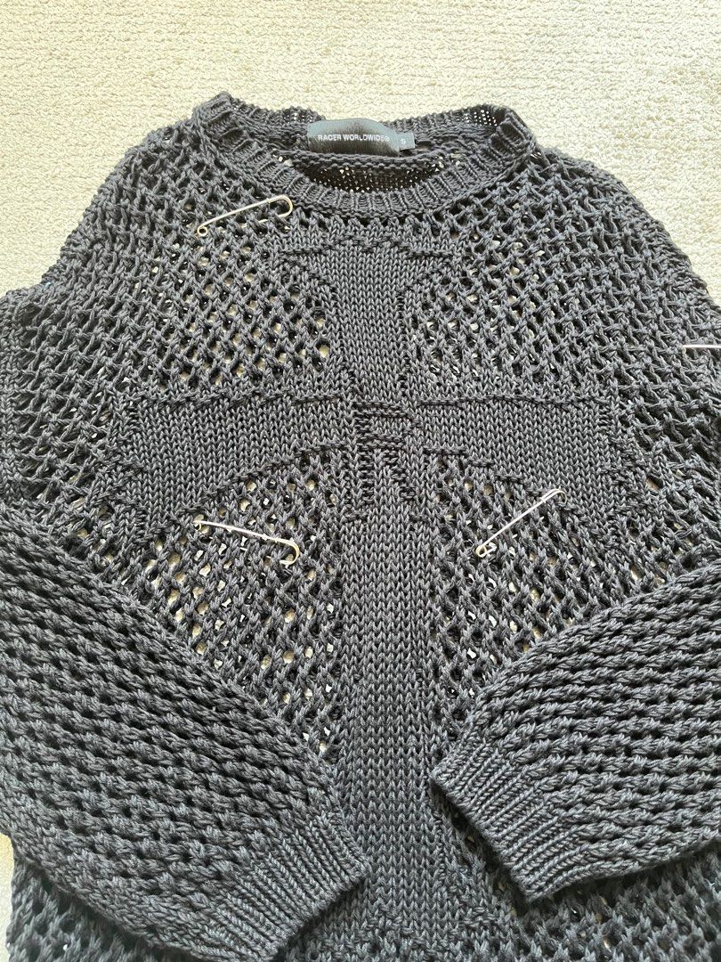 Racer worldwide black cross net sweater, 女裝, 上衣, 長袖衫  Carousell