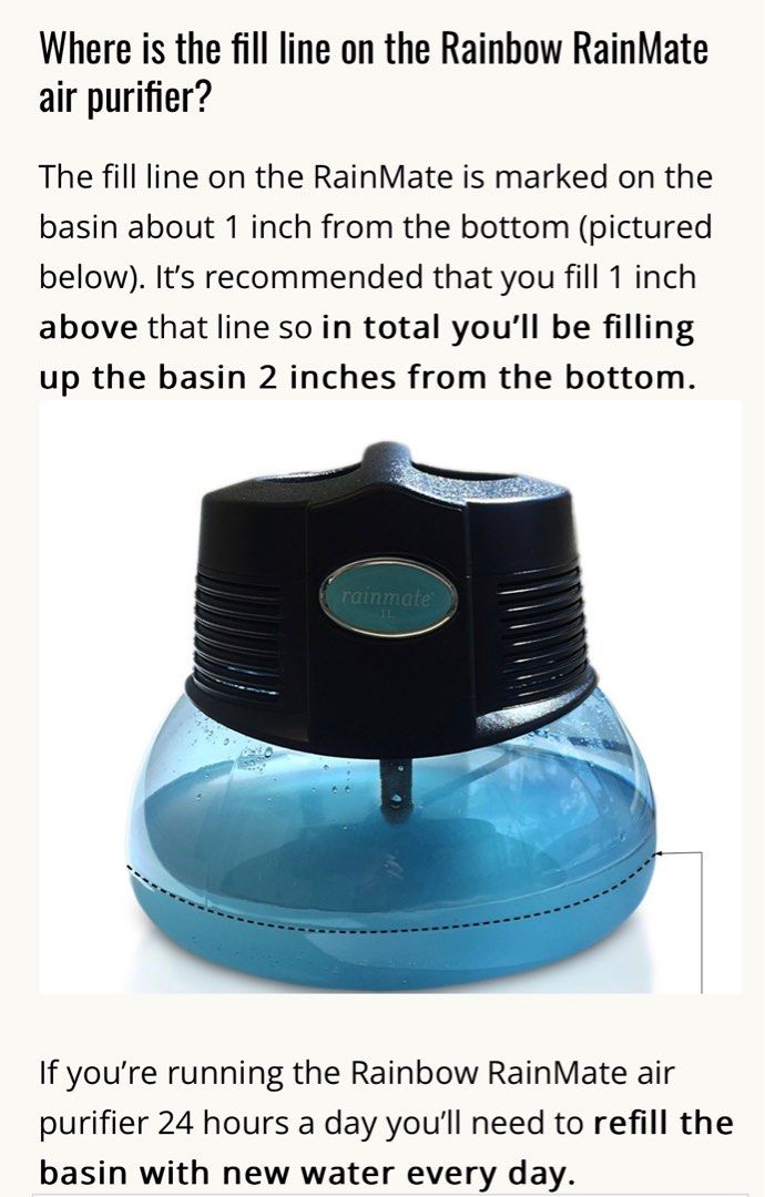 Rainbow RainMate (waterbased) Air Purifier, TV & Home Appliances, Air