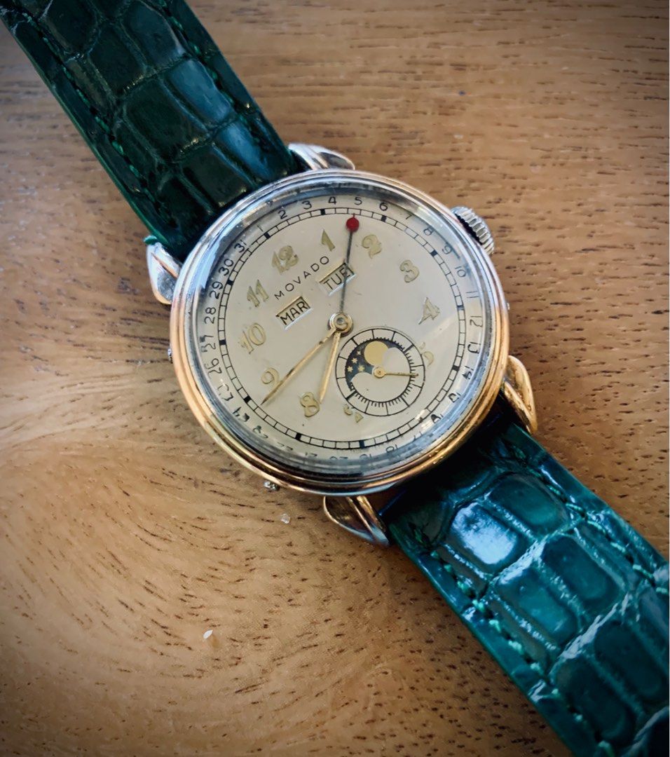 Rare Movado Triple Calendar ~ Moon phase ~ Breguet Numerals ~Vintage