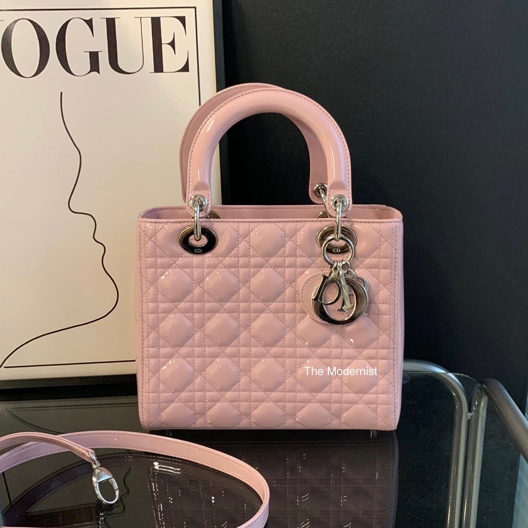 Retail RM26500 Authentic Dior Medium Lady Dior Bag Pink Patent