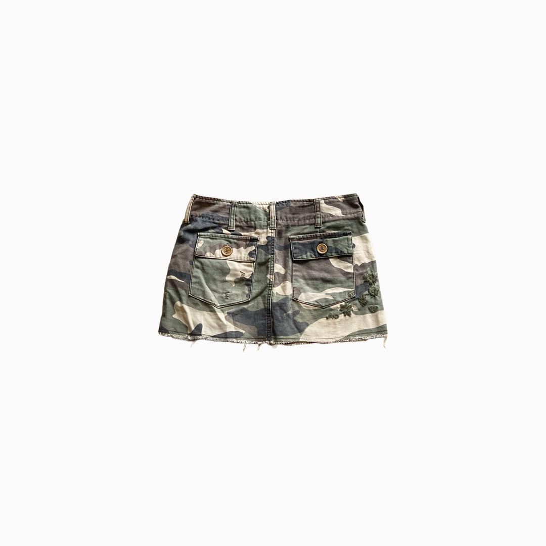 ROXY y2k camo pattern floral embroidered low rise vintage denim