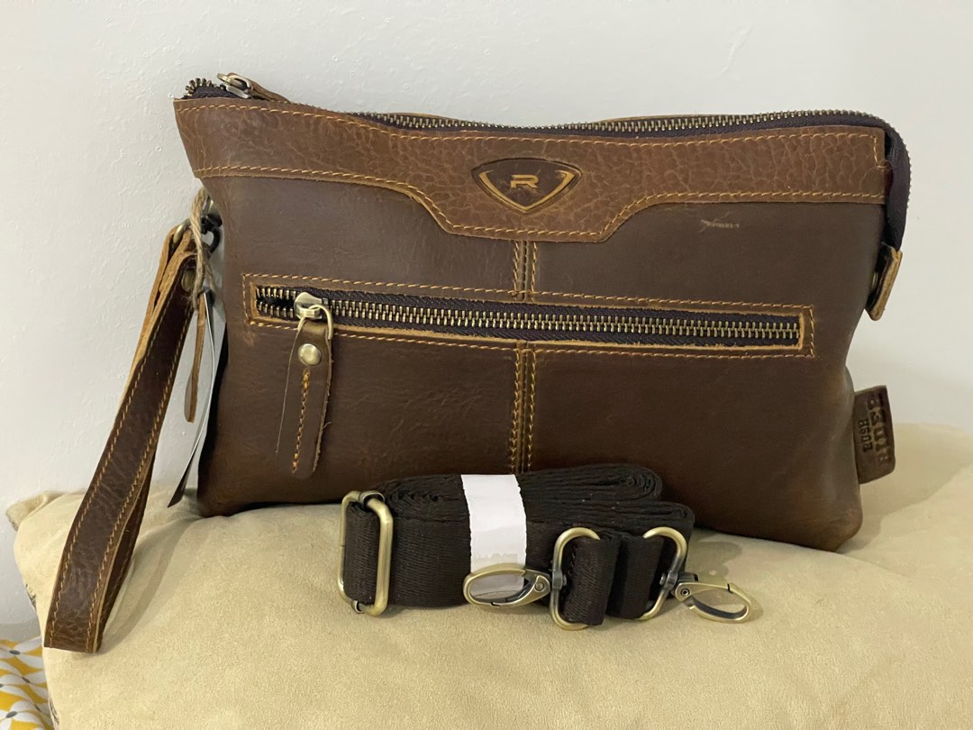 RUSH RIDER CLUTCH/SLING BAG 100 ORIGINAL LEATHER, Men's Fashion, Bags