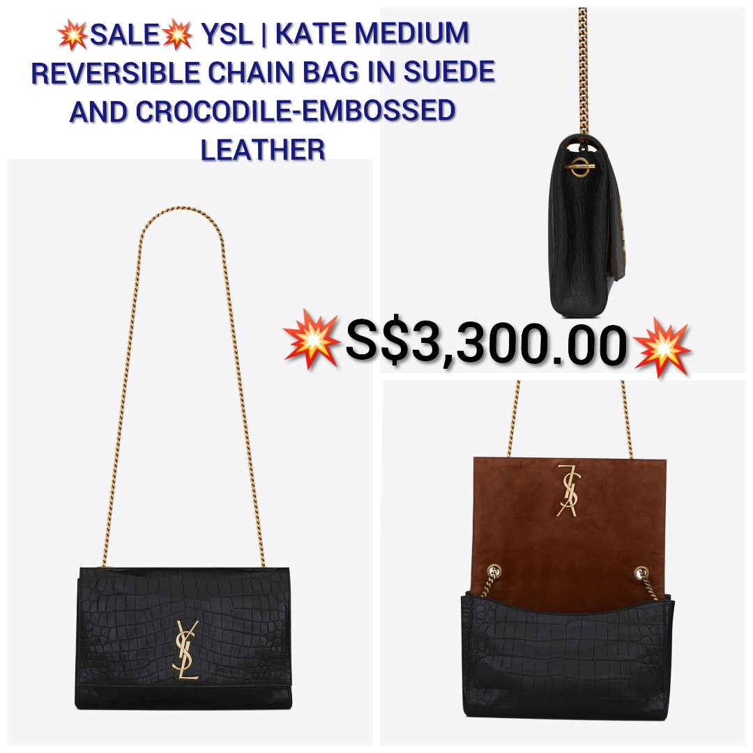 YSL KATE MEDIUM REVERSIBLE CHAIN BAG IN SUEDE AND SMOOTH LEATHER
