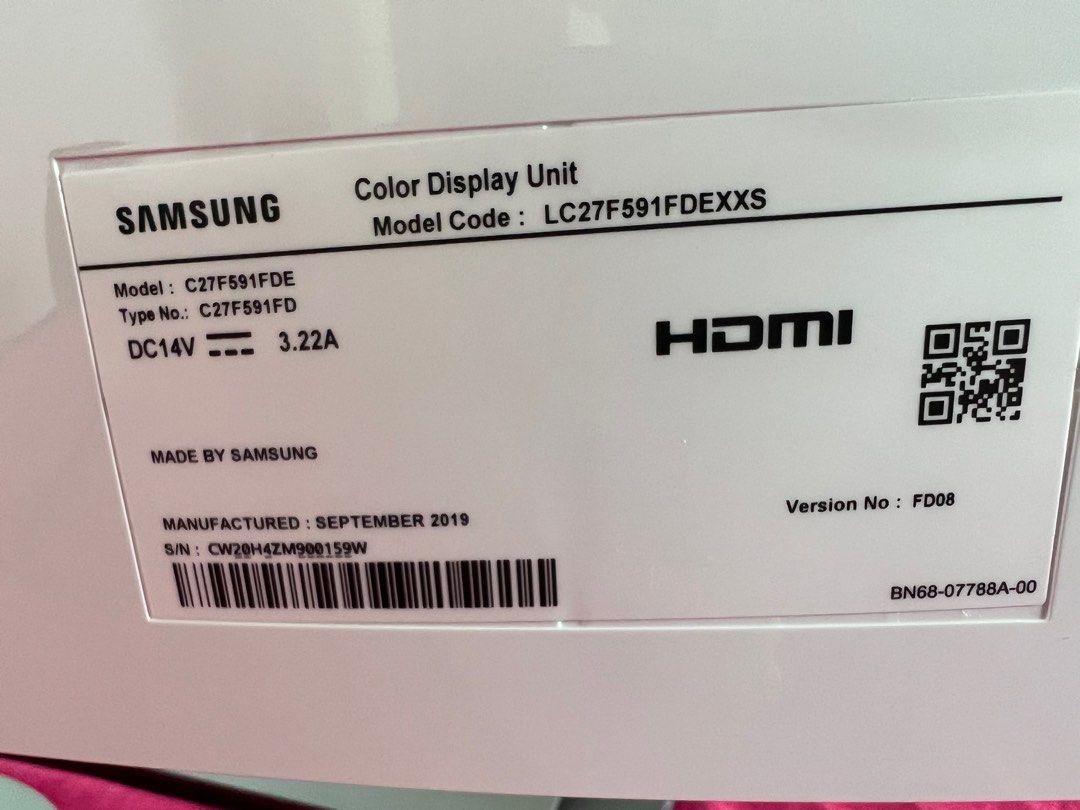 Samsung Monitor C27F591, Computers & Tech, Parts & Accessories, Monitor