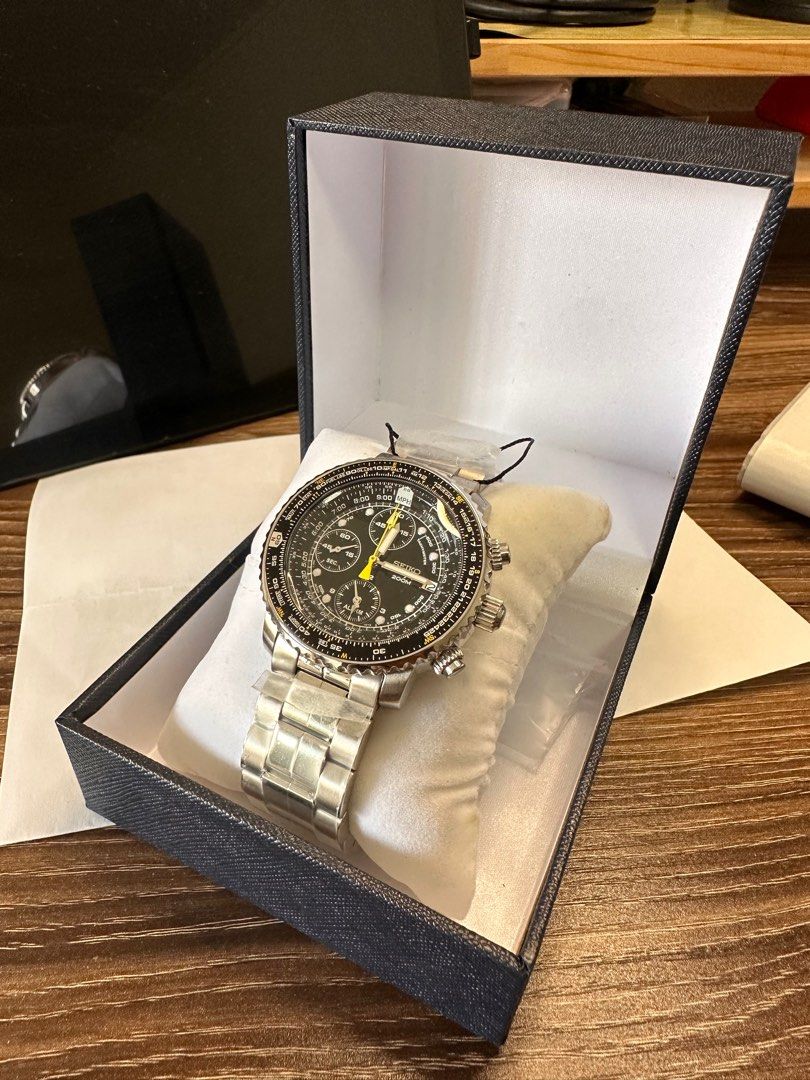 Seiko Flightmaster SNA411P1 Pilot's Flight Alarm Chronograph Men's Watch,  Luxury, Watches on Carousell