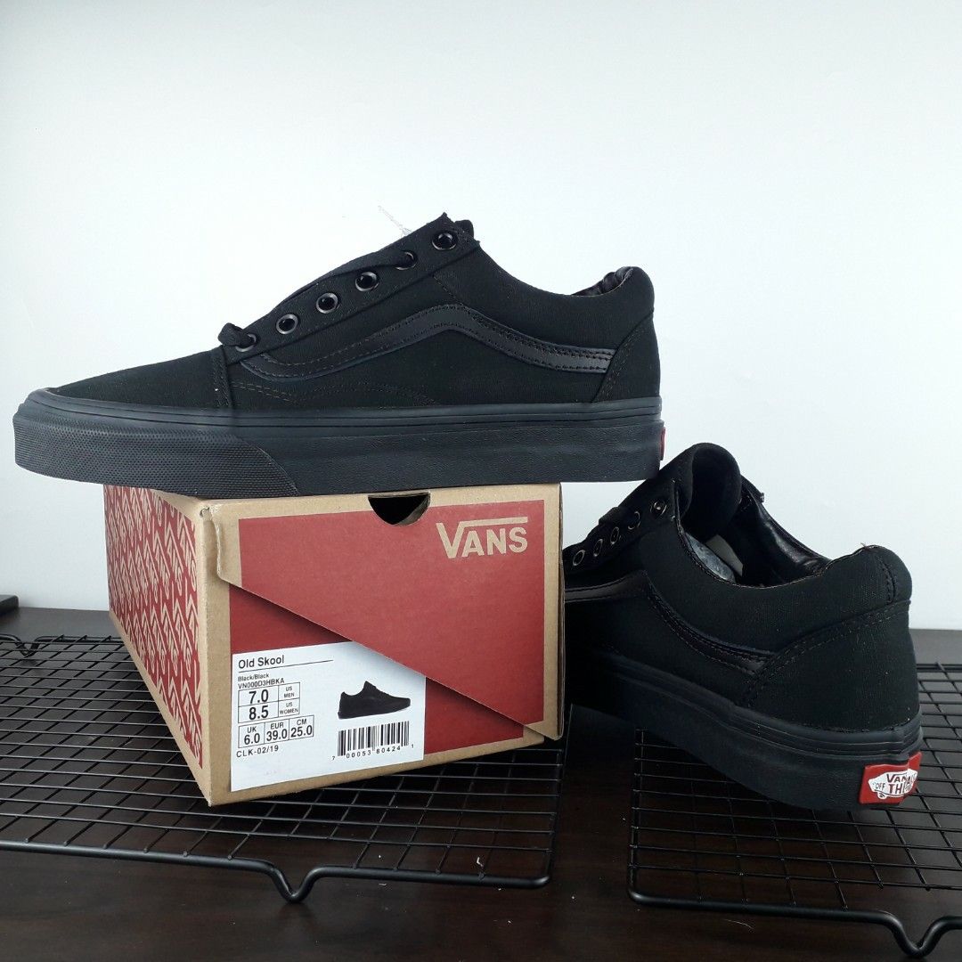 SEPATU VANS OLD SKOOL FULL BLACK BLACK BLACK ORIGINAL