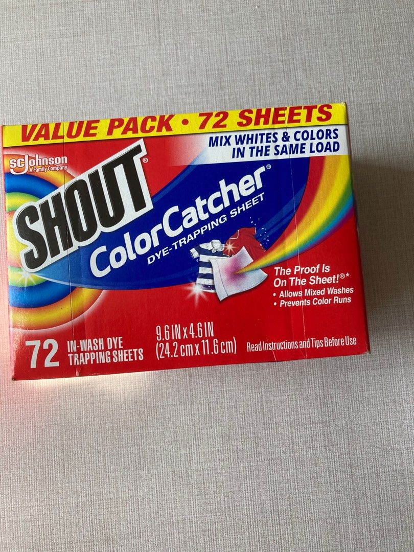 全新Shout color catcher 洗衣紙吸色紙72片, 傢俬＆家居, 家居清潔及護理用品, 清潔工具- Carousell