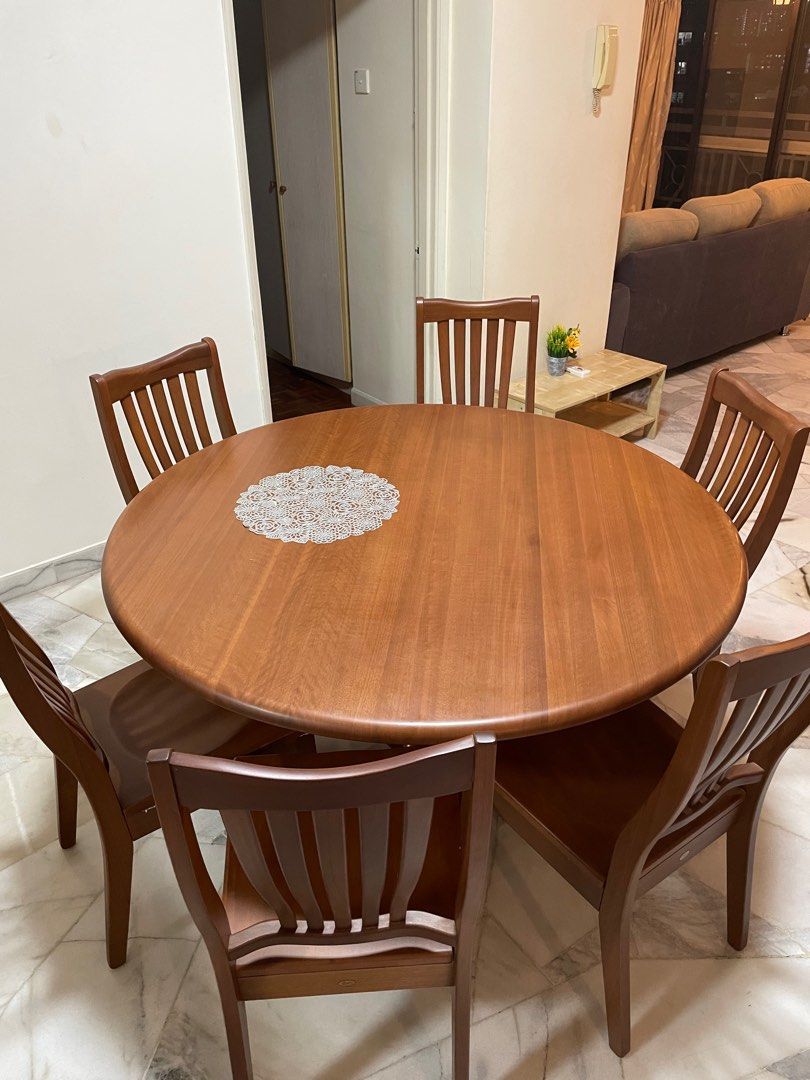 Round wooden dining table 6 seater outlet