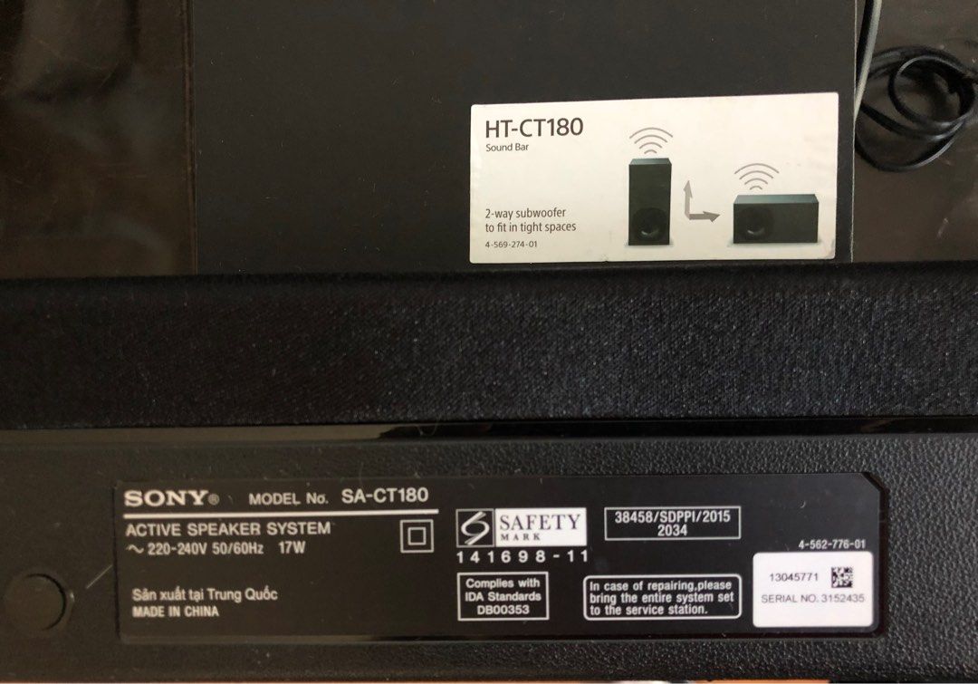 SONY speaker SACT180, 2way Subwoofer HTCT180, 音響器材, Soundbar、揚聲器、藍牙