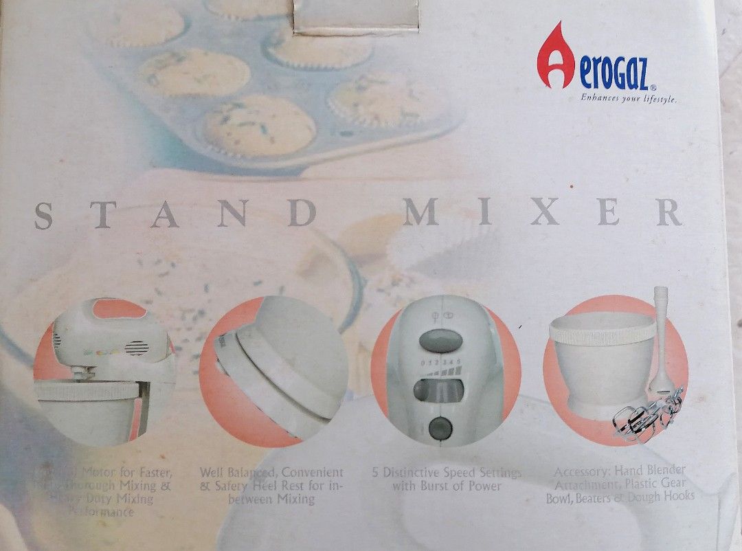 Stand mixer with detachable mixing arm and blending attachment, TV