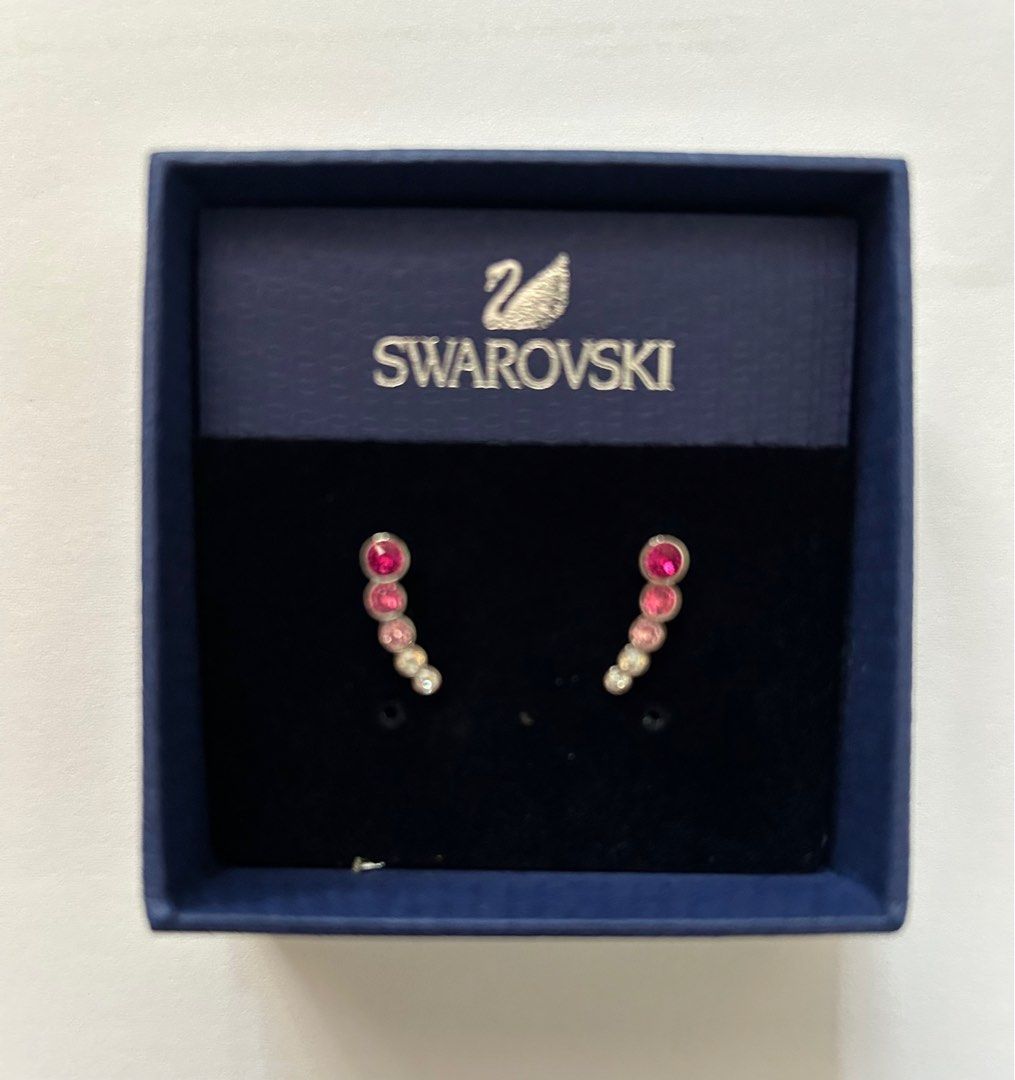Swarovski Red Pink Crystals Earrings Women s Fashion Jewelry