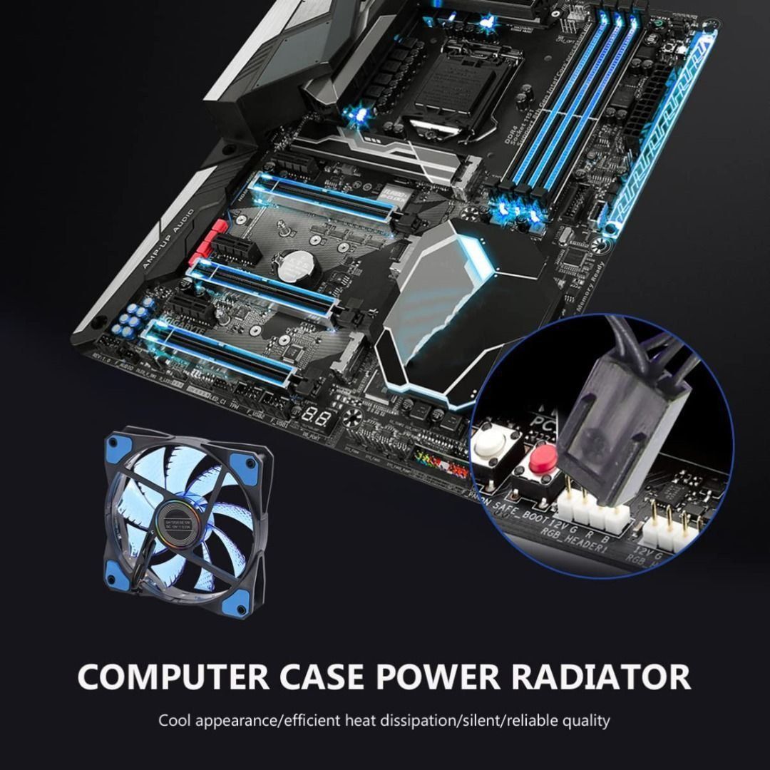 T9009 ( Blue ) 120mm Fan LED Computer Case Fan Gaming PC Cooling Fan ...