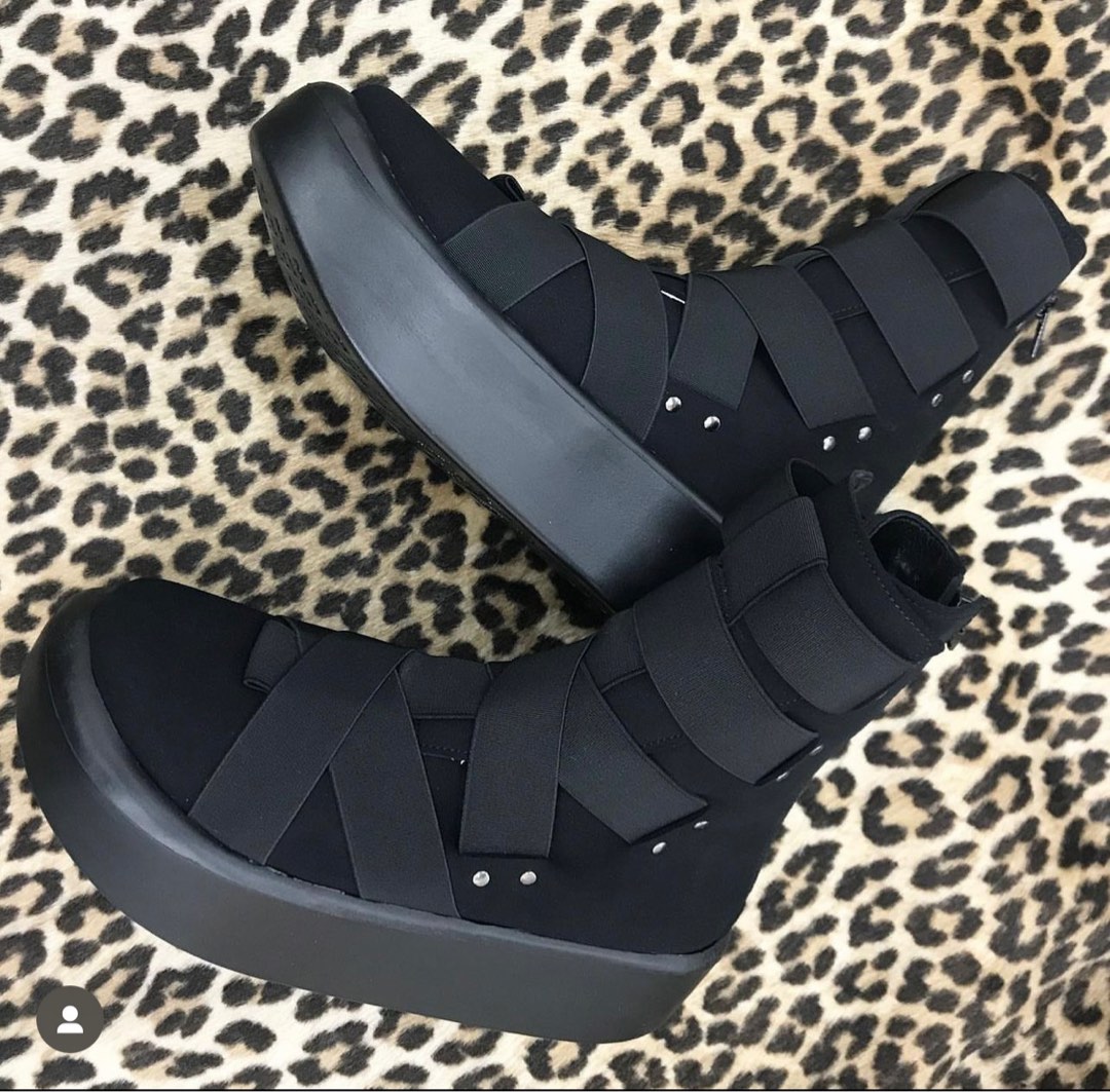 Tokyo bopper 893 platform boots black belly button, 女裝, 鞋