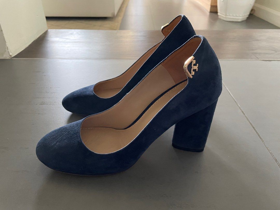 Tory Burch blue suede heels (Sz 5), Women's Fashion, Footwear, Heels on  Carousell
