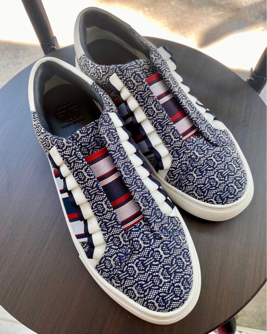 Tory burch clearance ruffle sneaker navy