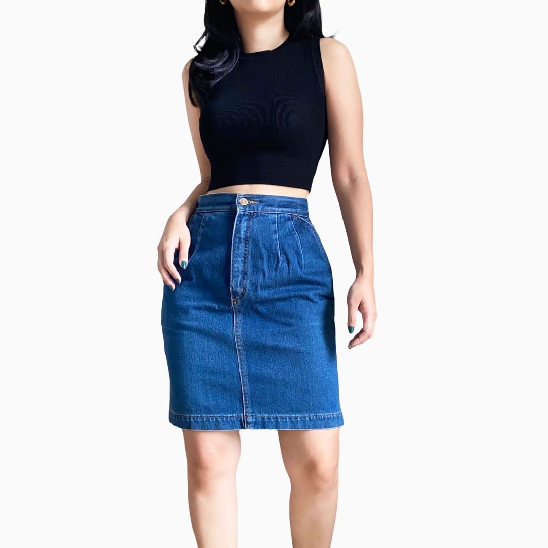 High waisted jean skirt 90s hotsell