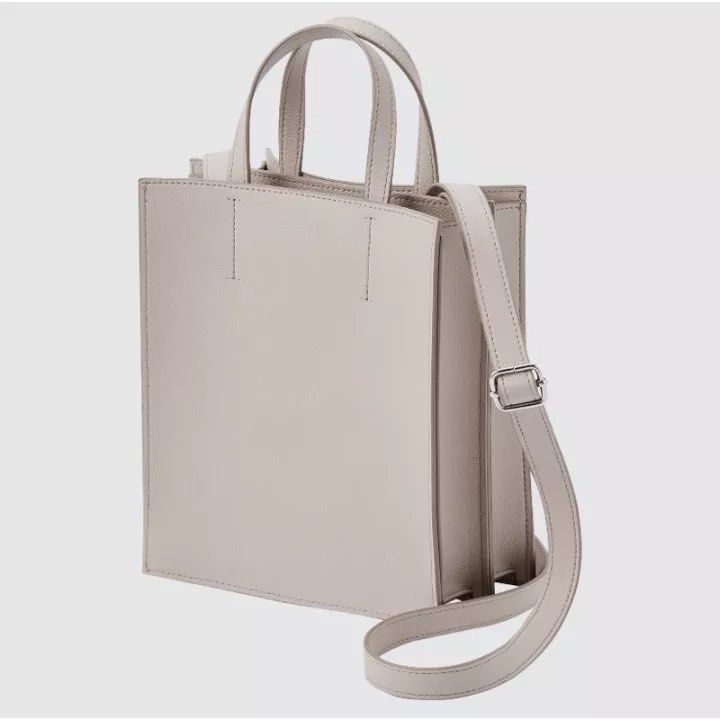 Light grey faux hotsell leather boxy tote bag