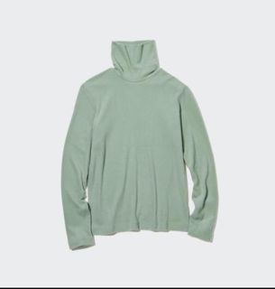 3/21 為最後出貨日!  Uniqlo 女裝HEATTECH刷毛高領T恤 淺綠色高領長袖毛衣 size S 449750 #23女神節