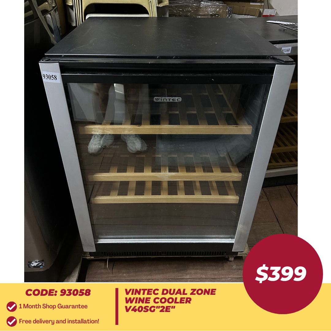 Vintec 40 Bottles Dual Zone Wine Cooler V40SG"2e" (93058), TV & Home Appliances, Kitchen