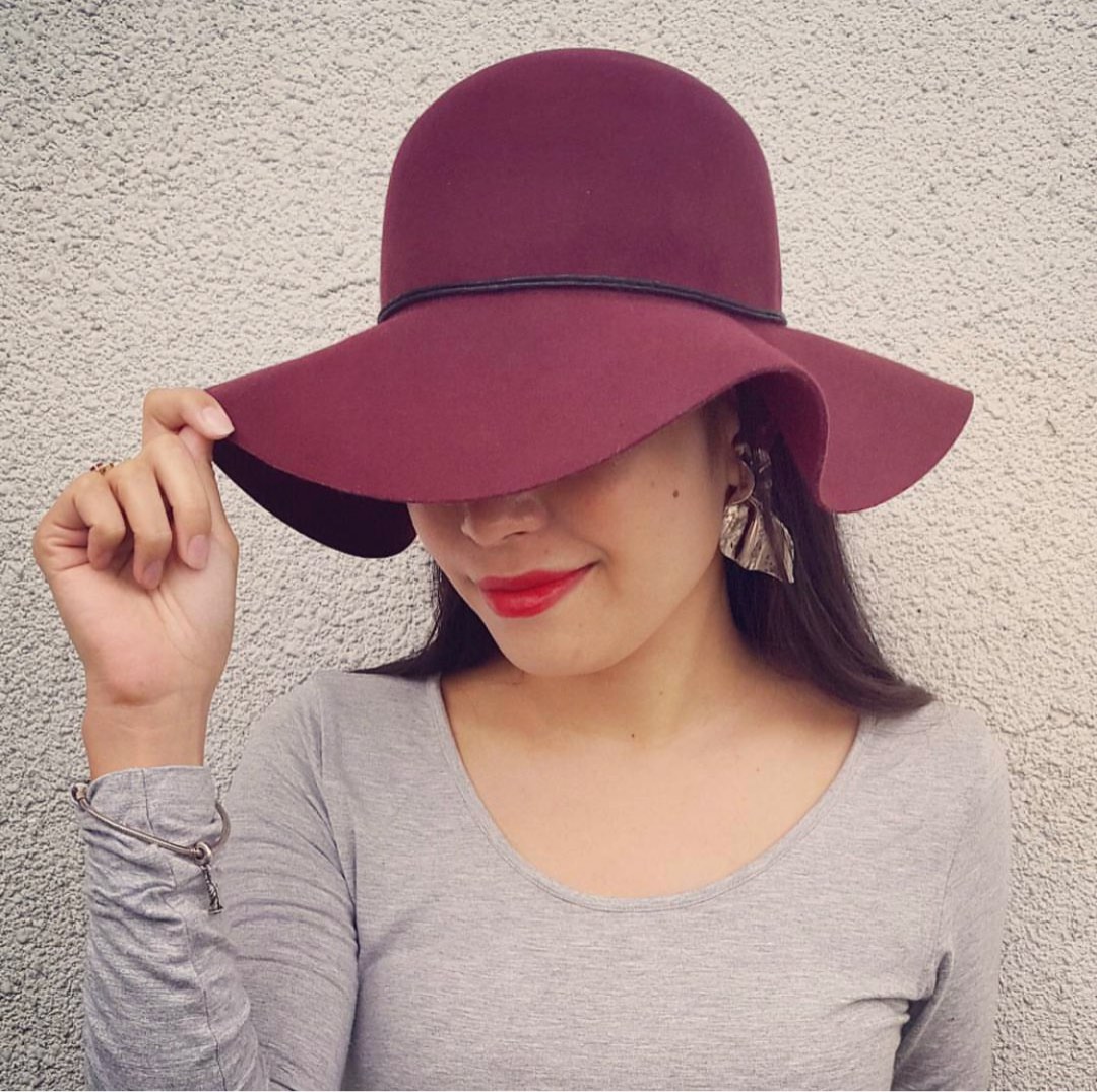 Wine red felt floppy hat Women s Fashion Watches Accessories