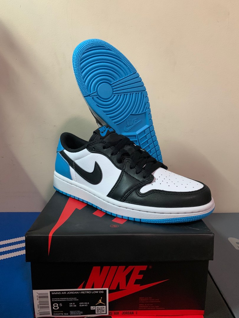 Women's Air Jordan 1 Low 'Black and Dark Powder Blue' (CZ0775-104