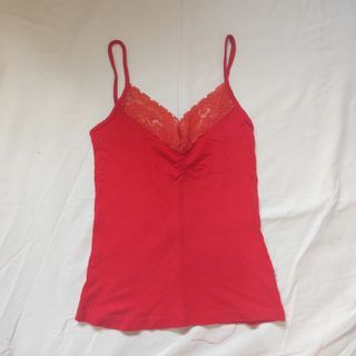 Y2K RED CAMI TOP | 90s romantic dainty coquette lace top