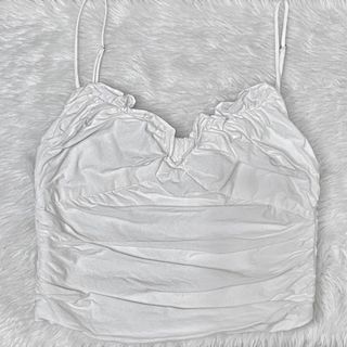 Zara White Draped Poplin Top