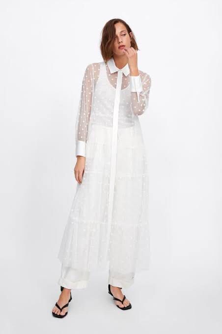 Zara tulle polka dot dress Fesyen Wanita Pakaian Wanita Gaun