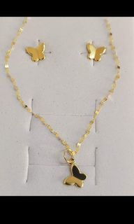 18k gold set necklace and earrings