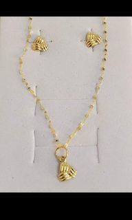 18k gold necklace and earrings set