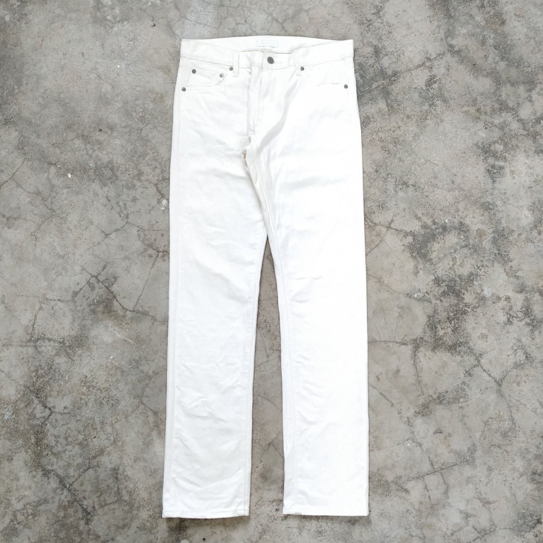 32 34 UNIQLO SELVEDGE JEANS DENIM STRETCABLE COMFORT PANTS WHITE