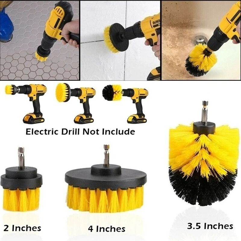 3pcs Drill Brush Set, Power Scrubber Wash Cleaning Brushes Tool