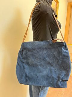 #23初夏時尚 - 藍色手工製作麂皮肩包