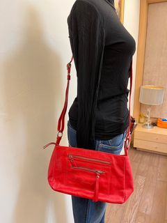 #23初夏時尚 - 德國品牌-紅色真皮側肩包