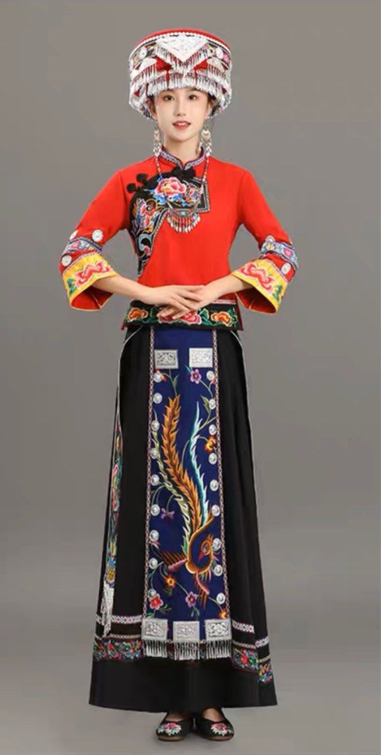 少数民族衣装 刺繍 スカート 中国国境 - スカート