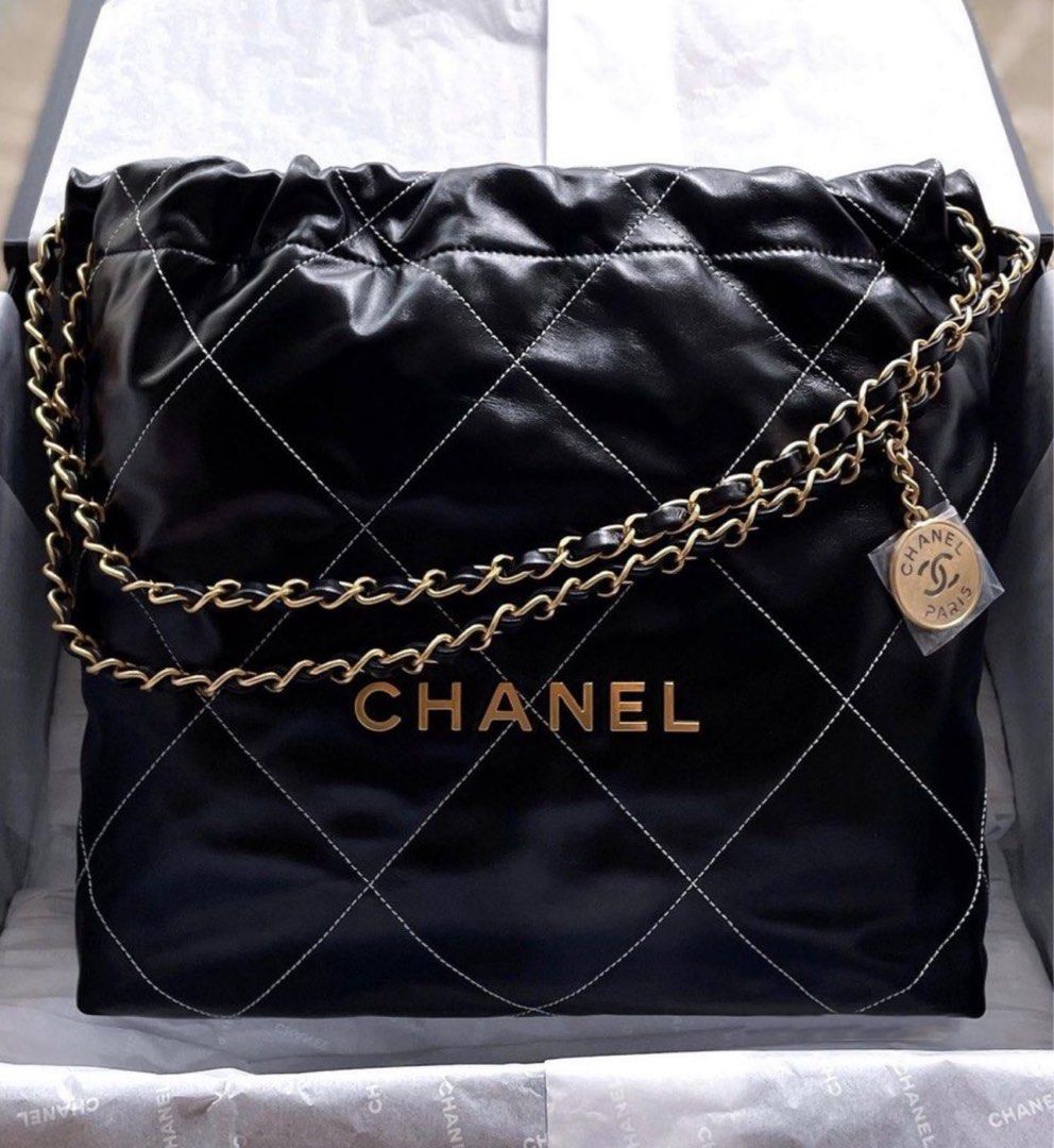 Chanel Black Quilted Calfskin Small 22 Bag Gold Hardware Available