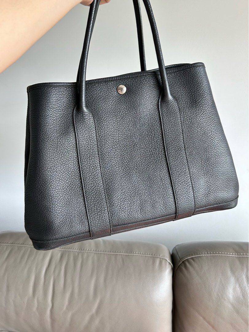 Hermes Garden Party Bag Togo Leather In Grey