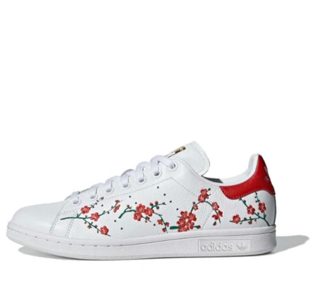 Stan smith red flowers shop