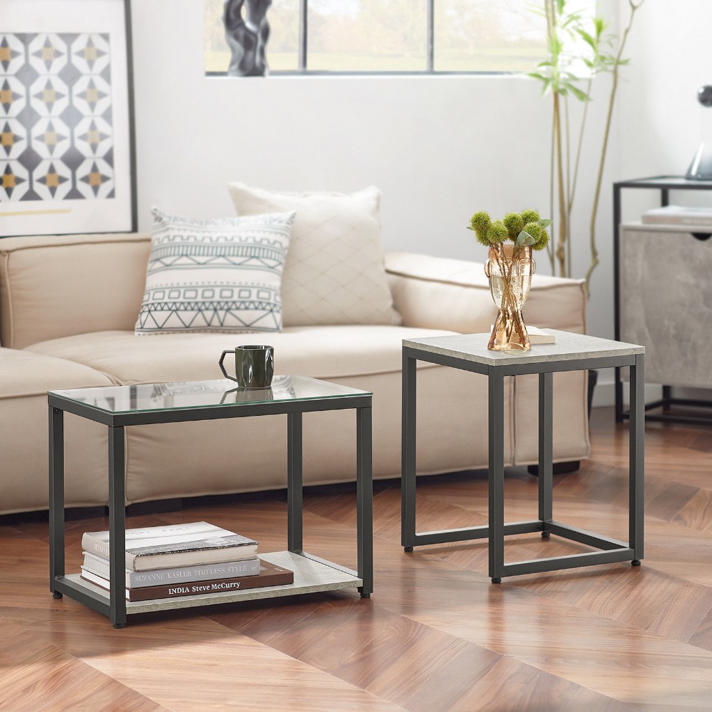 Aesthetic glass coffee/side table set, Furniture & Home Living