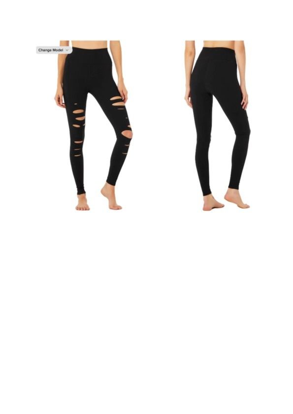 Buy alo Women's Ripped Warrior Leggings Black Pants at