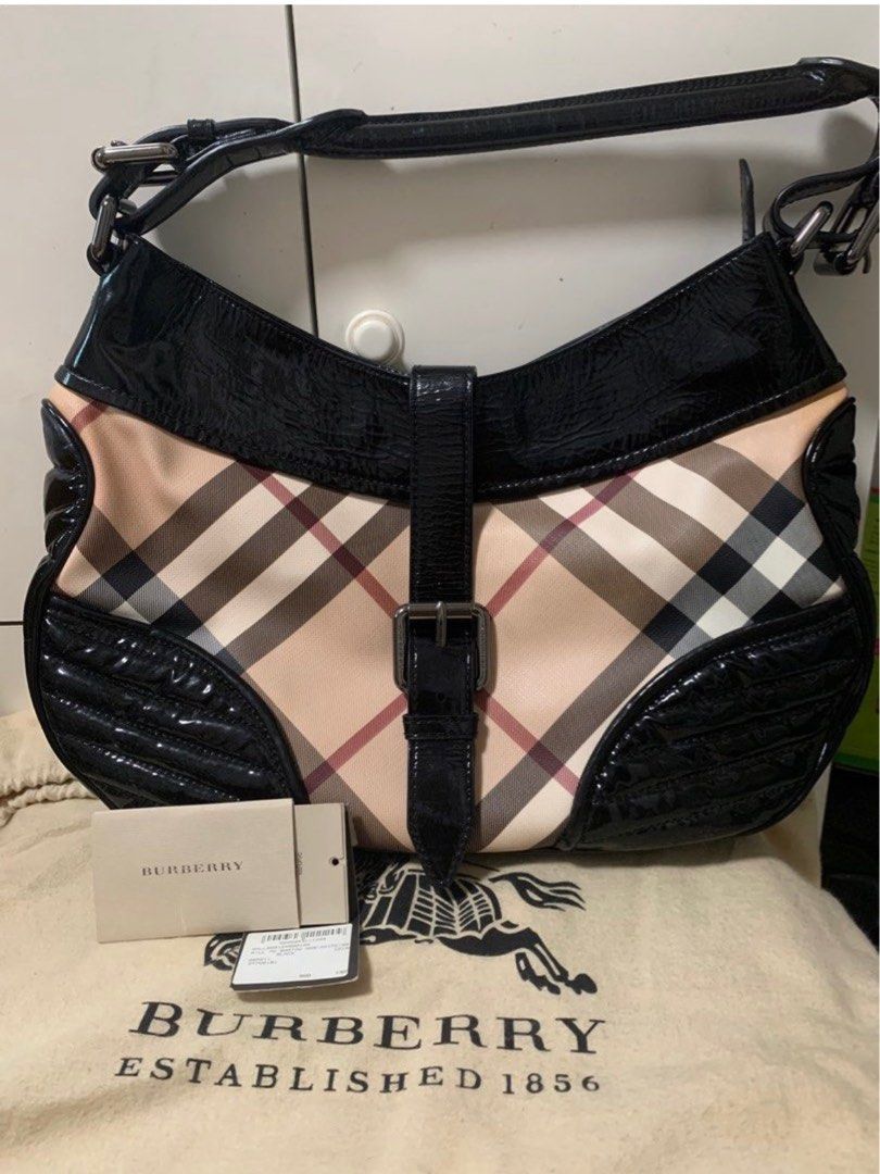 Authentic Burberry black patent bag, Luxury, Bags & Wallets on Carousell