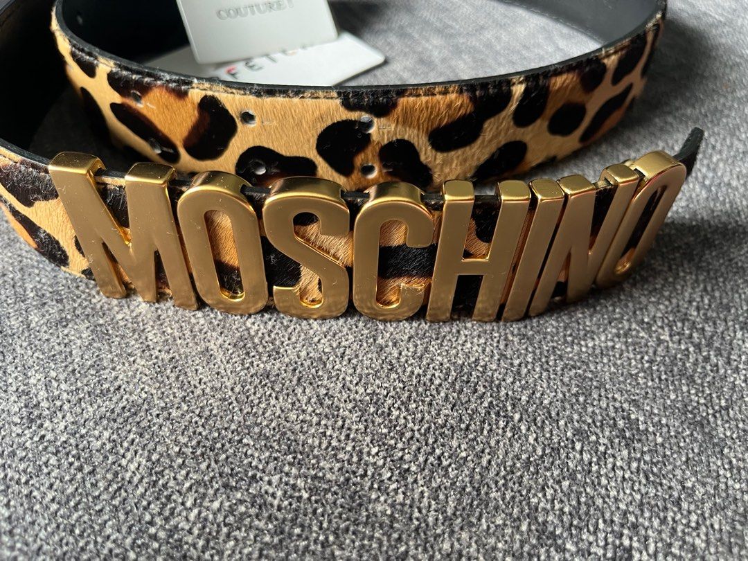 authentic Moschino Couture belt leather pony hair leopard print