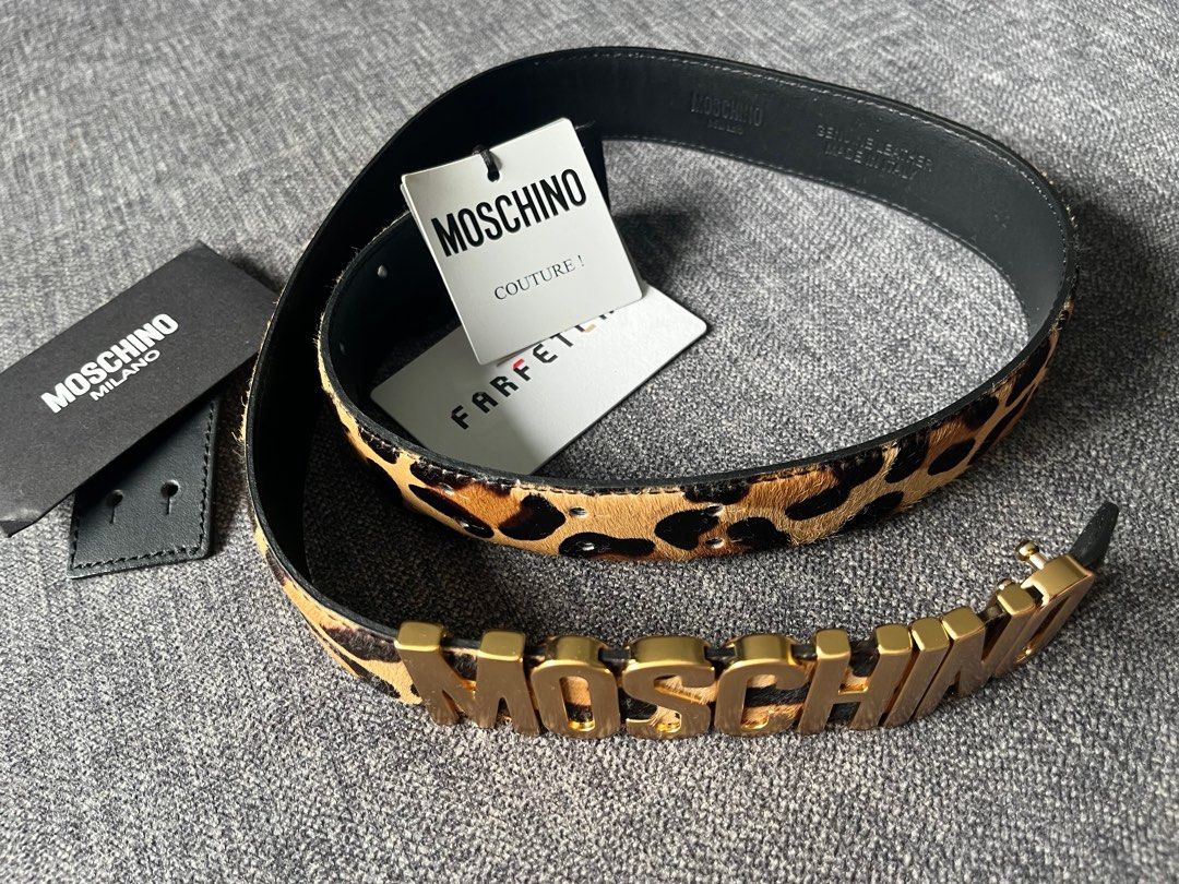authentic Moschino Couture belt leather pony hair leopard print