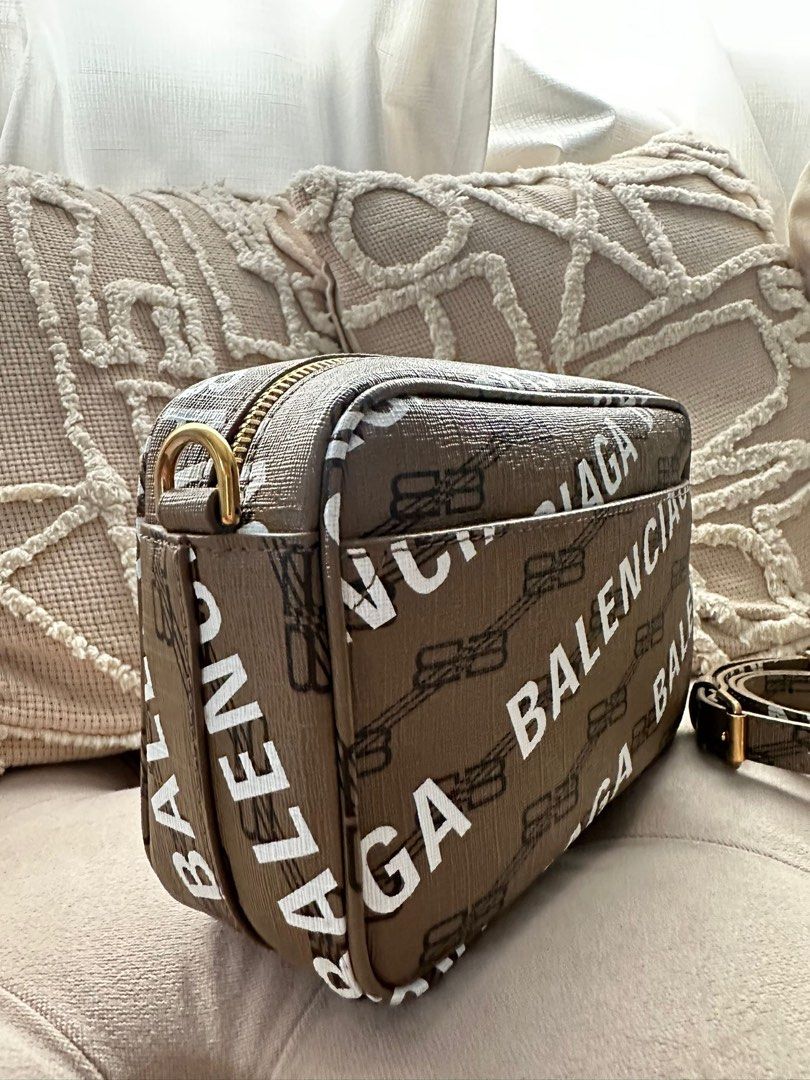 Shop Balenciaga Signature Small Camera Bag Bb Monogram Coated Canvas