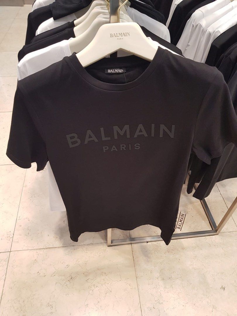 Balmain Logo Tee, Luxury, Apparel on Carousell