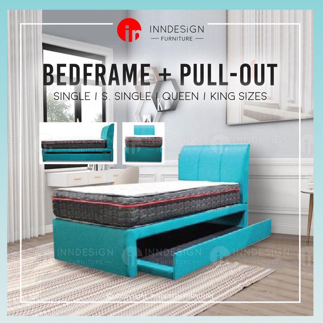Bedframe + Pull Out Bedframe. Available in Single / Super Single