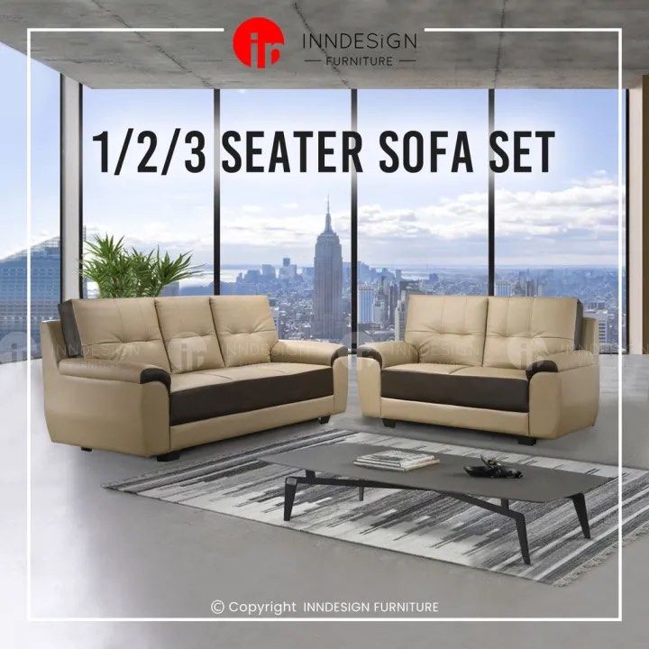 BEEJU 1+2+3 Seater PVC Sofa Set (FREE DELIVERY & INSTALLATION