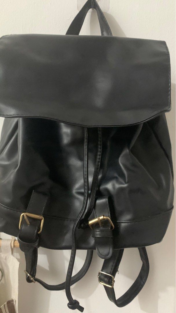 Black korean backpack on Carousell
