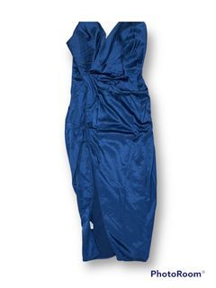 Blue satin party dress