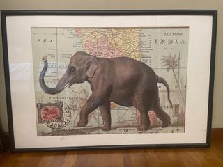 British India elephant poster with frame